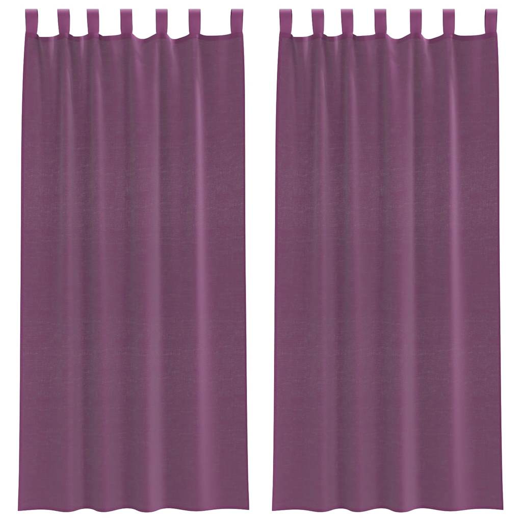 Κουρτίνες Voile με Θηλιές 2 τεμ. Μωβ 140x225 εκ. - Pakobazaar