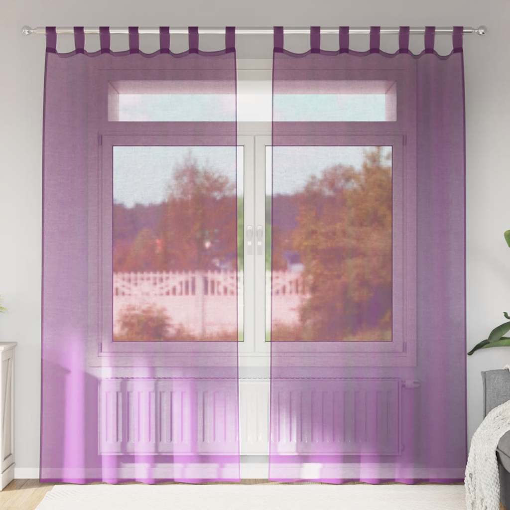 Κουρτίνες Voile με Θηλιές 2 τεμ. Μωβ 140x225 εκ. - Pakobazaar