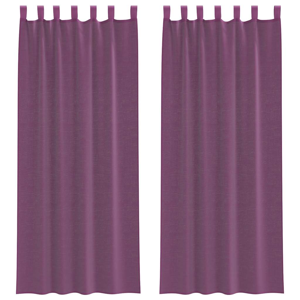 Κουρτίνες Voile με Θηλιές 2 τεμ. Μωβ 140x260 εκ. - Pakobazaar