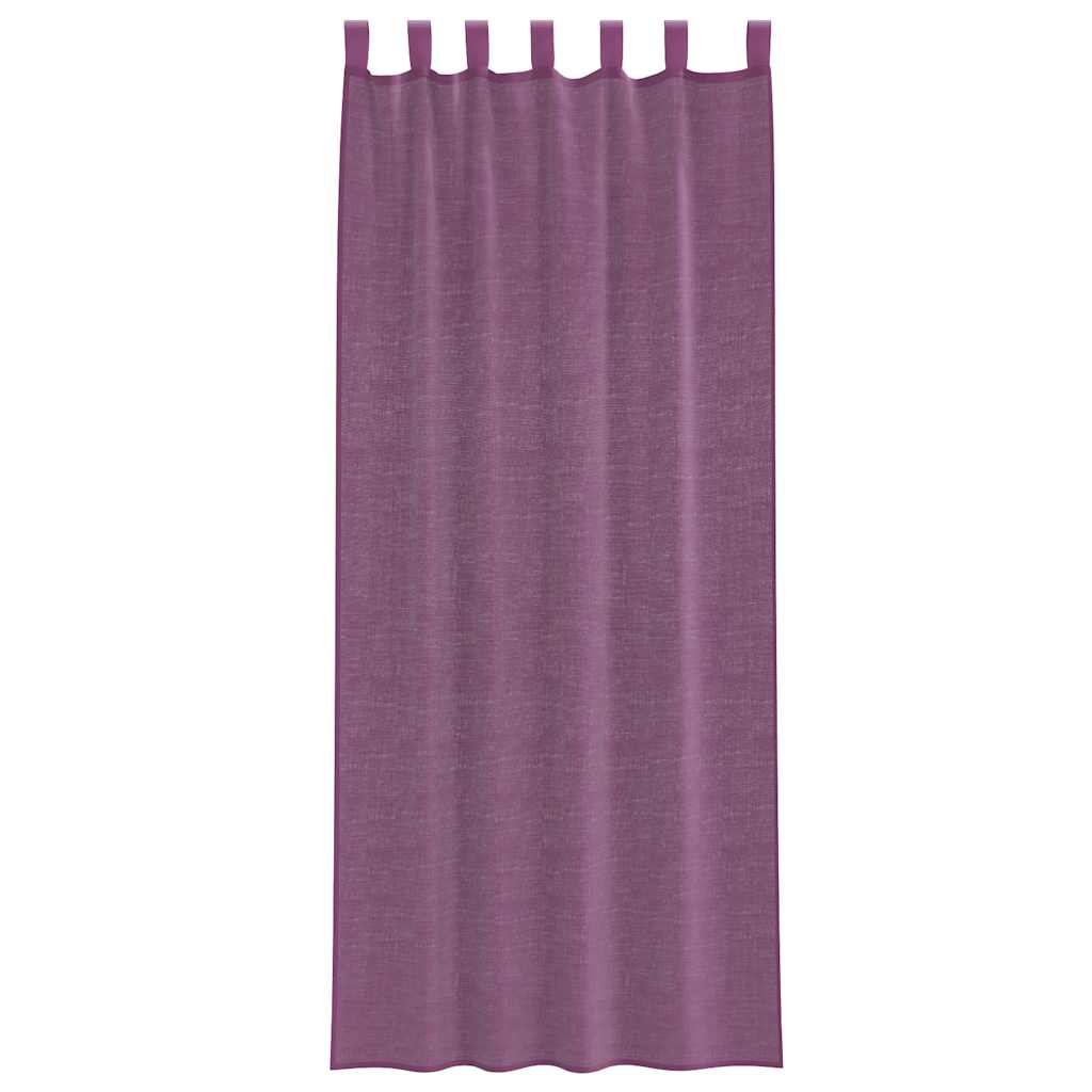 Κουρτίνες Voile με Θηλιές 2 τεμ. Μωβ 140x260 εκ. - Pakobazaar