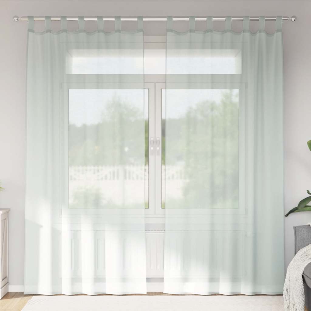 Κουρτίνες Voile με Θηλιές 2 τεμ. Ανοιχτό Γκρι 140x225 εκ. - Pakobazaar