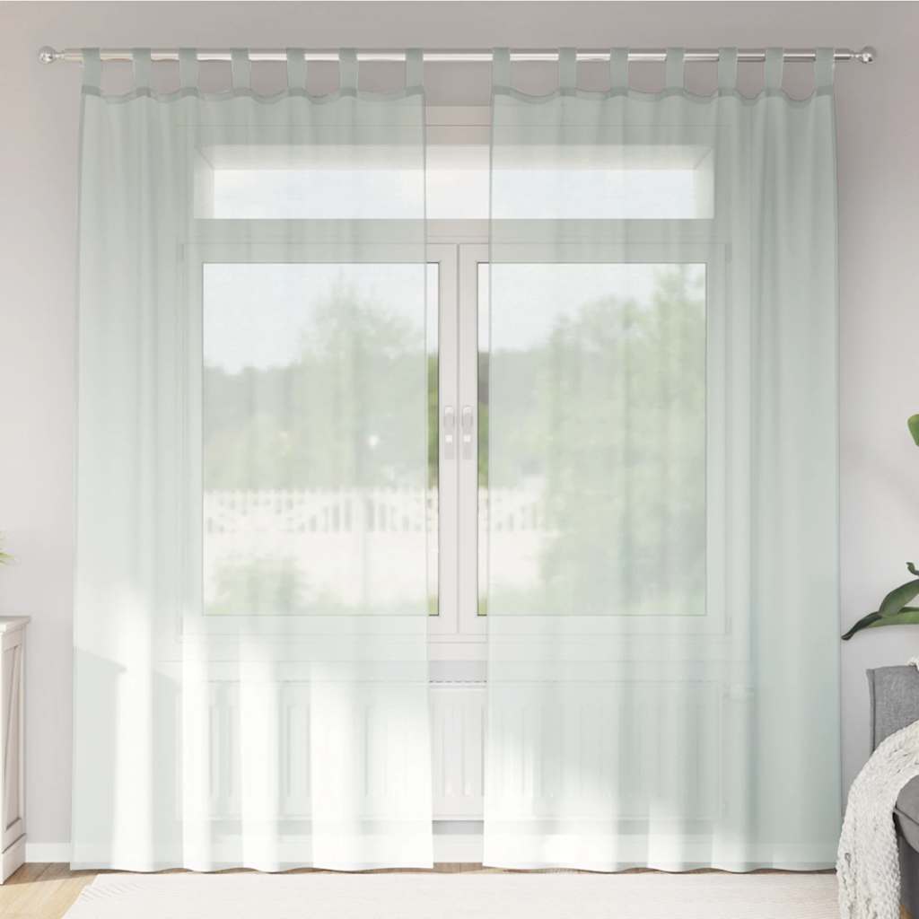 Κουρτίνες Voile με Θηλιές 2 τεμ. Ανοιχτό Γκρι 140x245 εκ. - Pakobazaar
