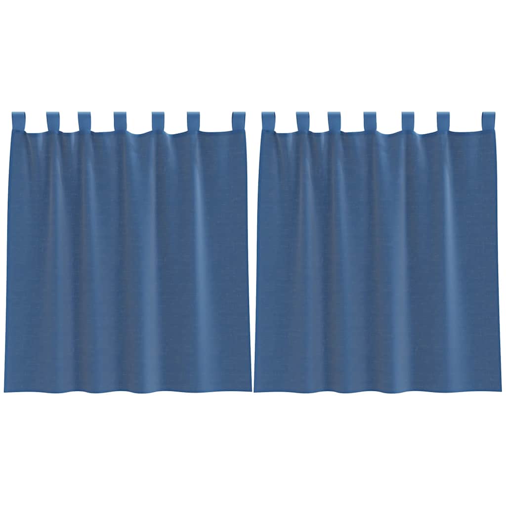 Κουρτίνες Voile με Θηλιές 2 τεμ. Μπλε Ρουαγιάλ 140x140 εκ. - Pakobazaar