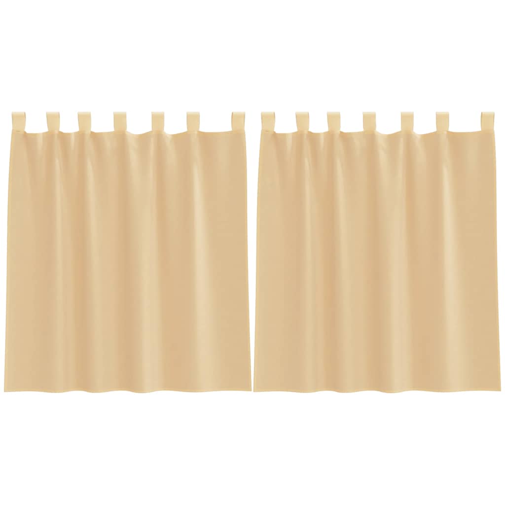 Κουρτίνες Voile με βρόχους 2 τεμάχια Άμμος 140x140 cm - Pakobazaar