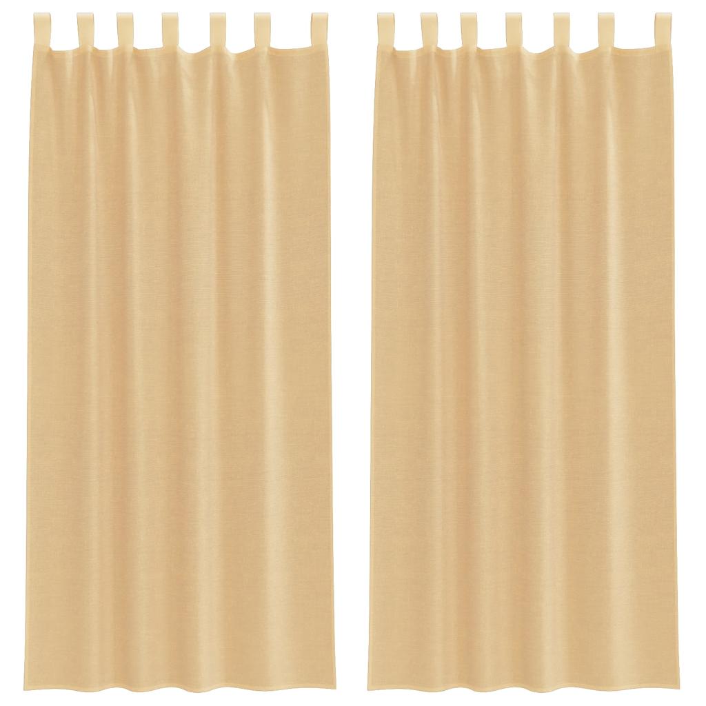 Κουρτίνες Voile με βρόχους 2 τεμάχια Άμμος 140x245 cm