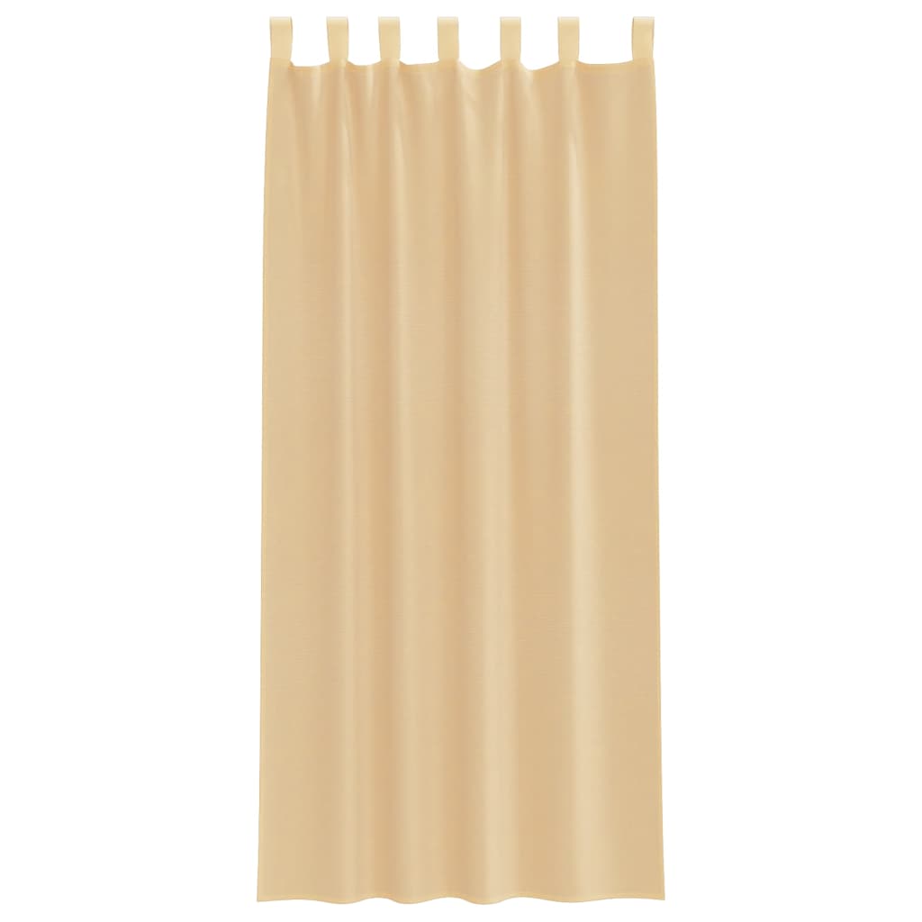 Κουρτίνες Voile με βρόχους 2 τεμάχια Άμμος 140x245 cm