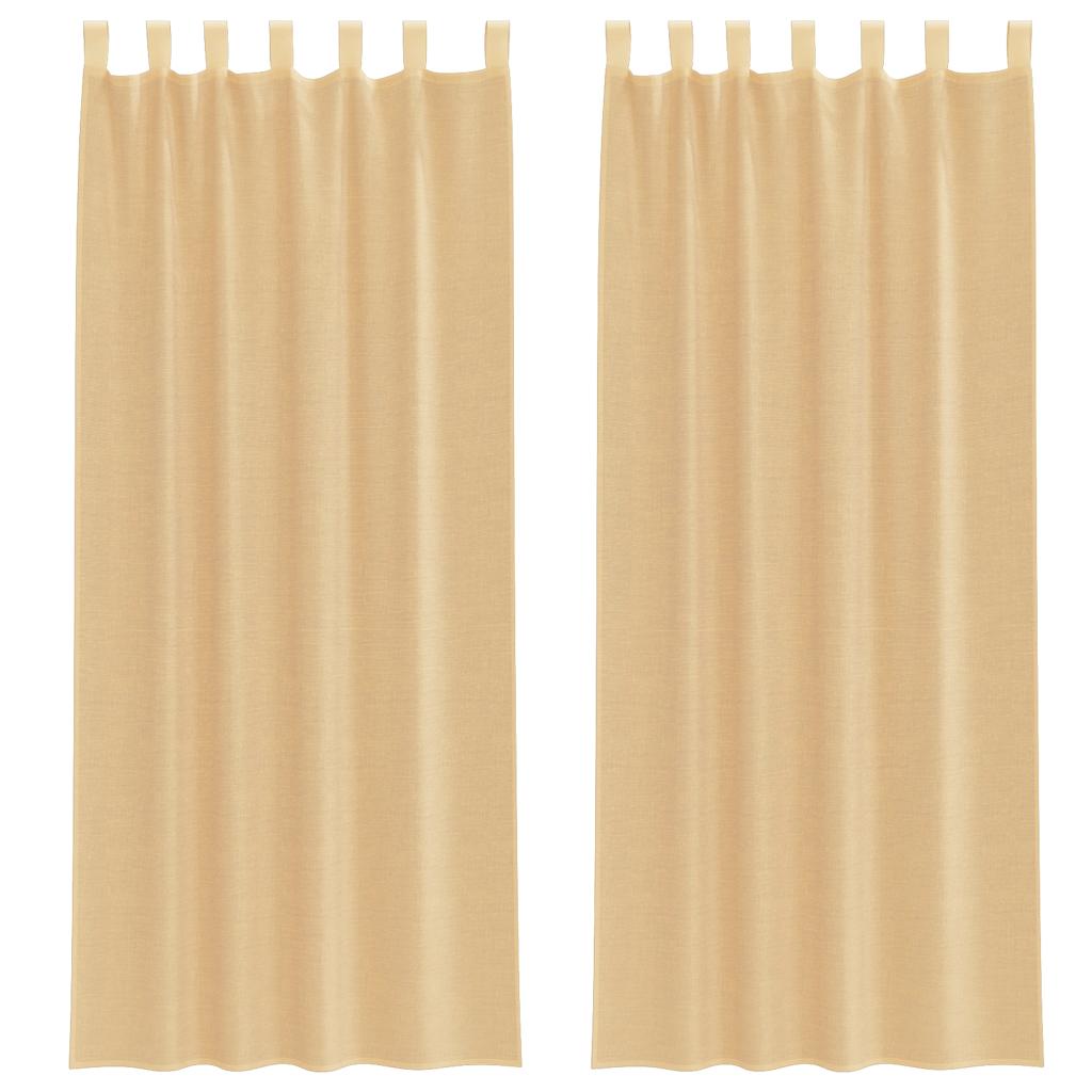 Κουρτίνες Voile με βρόχους 2 τεμάχια Άμμος 140x260 cm