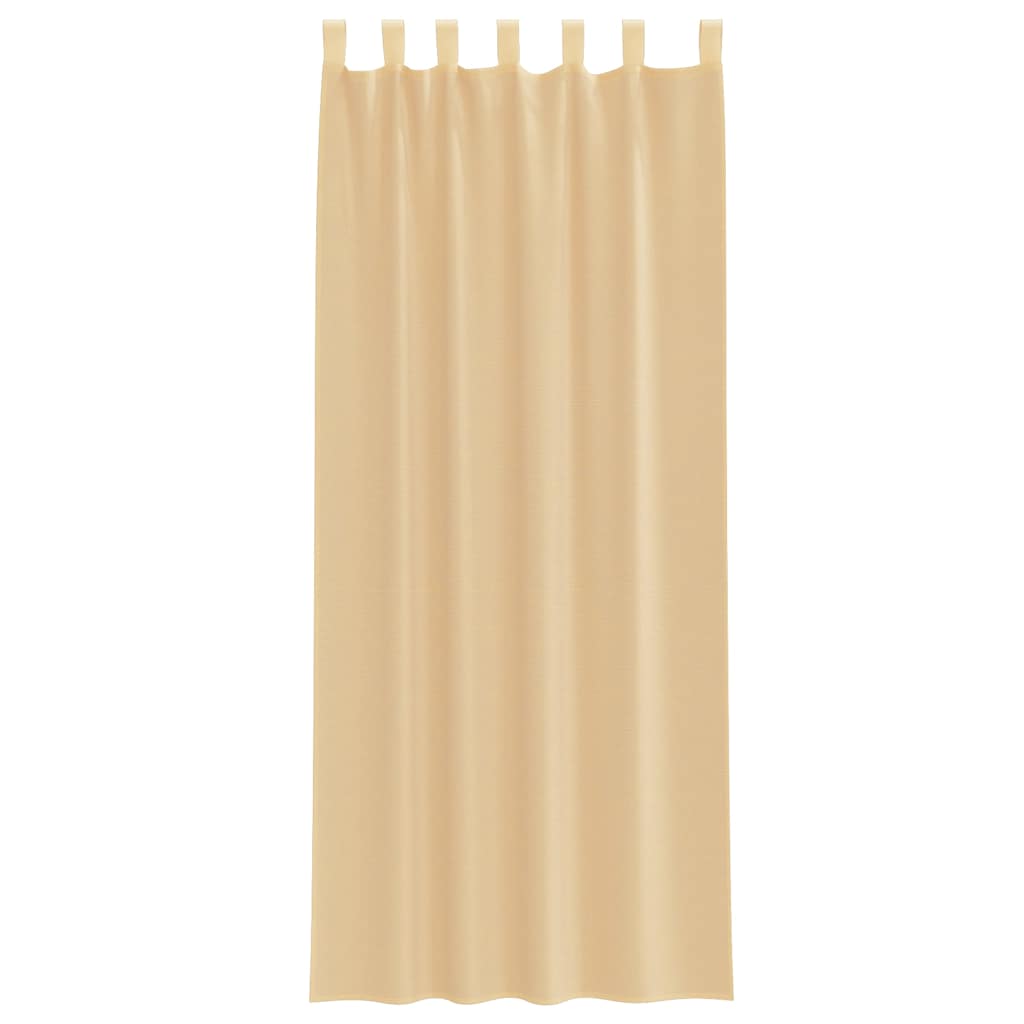Κουρτίνες Voile με βρόχους 2 τεμάχια Άμμος 140x260 cm