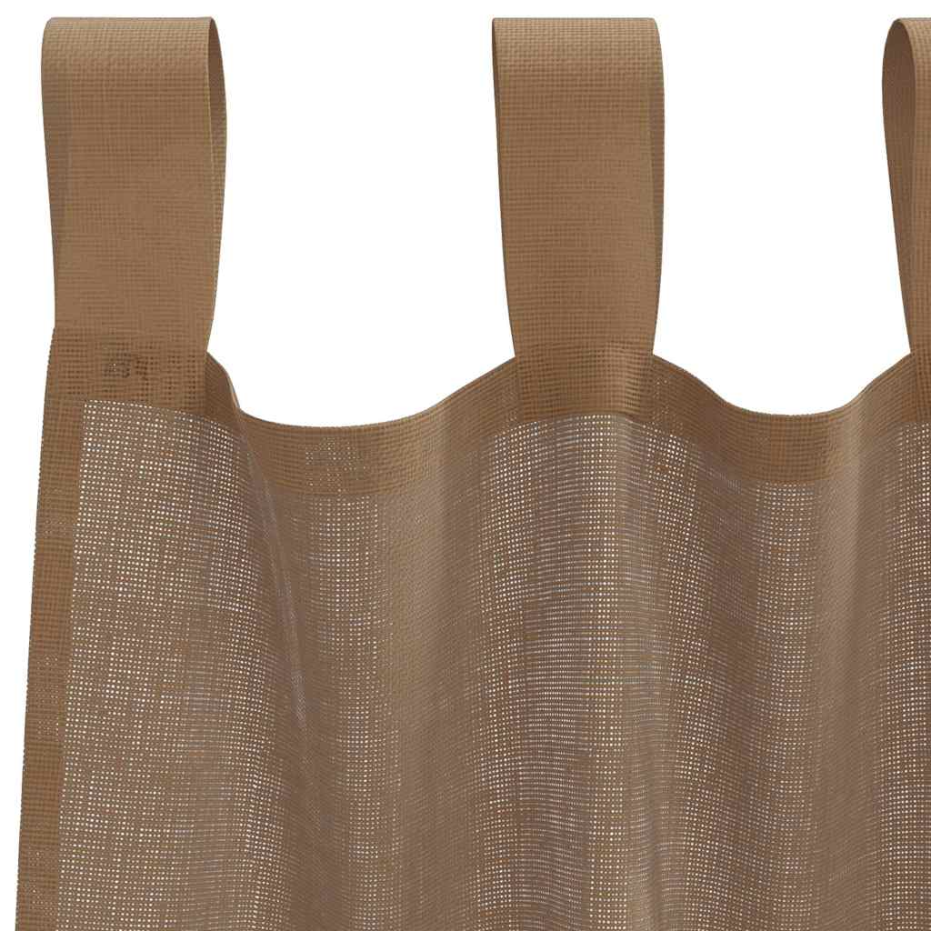 Κουρτίνες Voile με Θηλιές 2 τεμ. Ανοιχτό Καφέ 140x140 εκ. - Pakobazaar