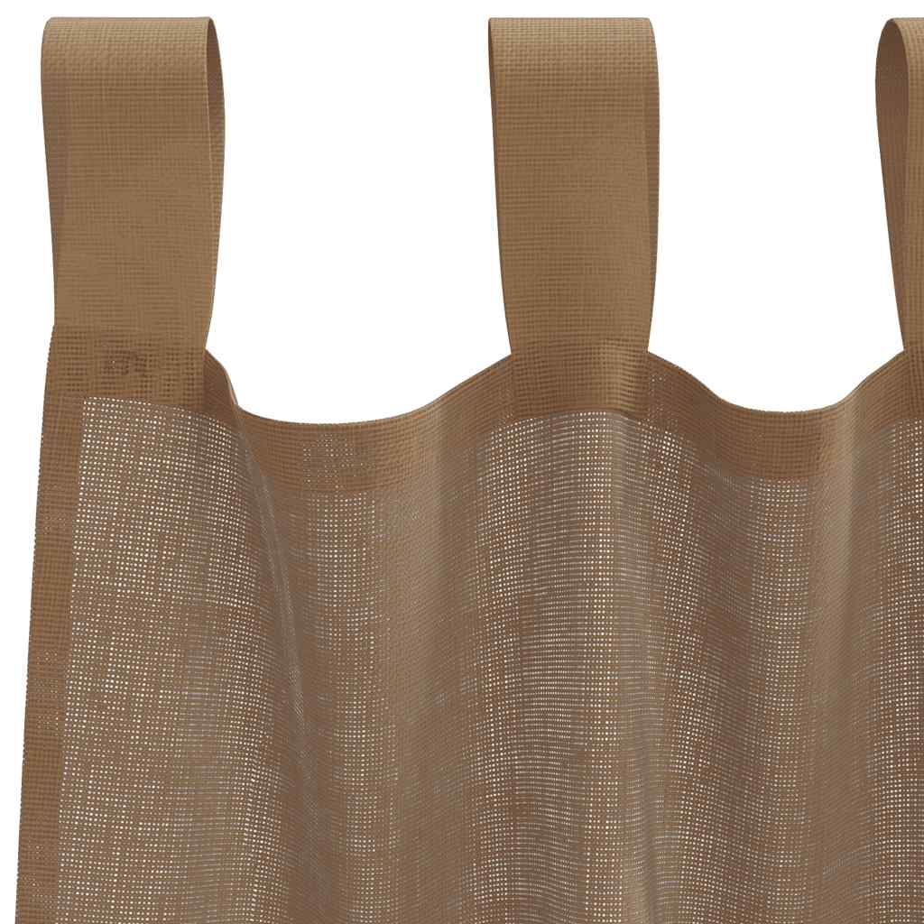 Κουρτίνες Voile με Θηλιές 2 τεμ. Ανοιχτό Καφέ 140x175 εκ. - Pakobazaar