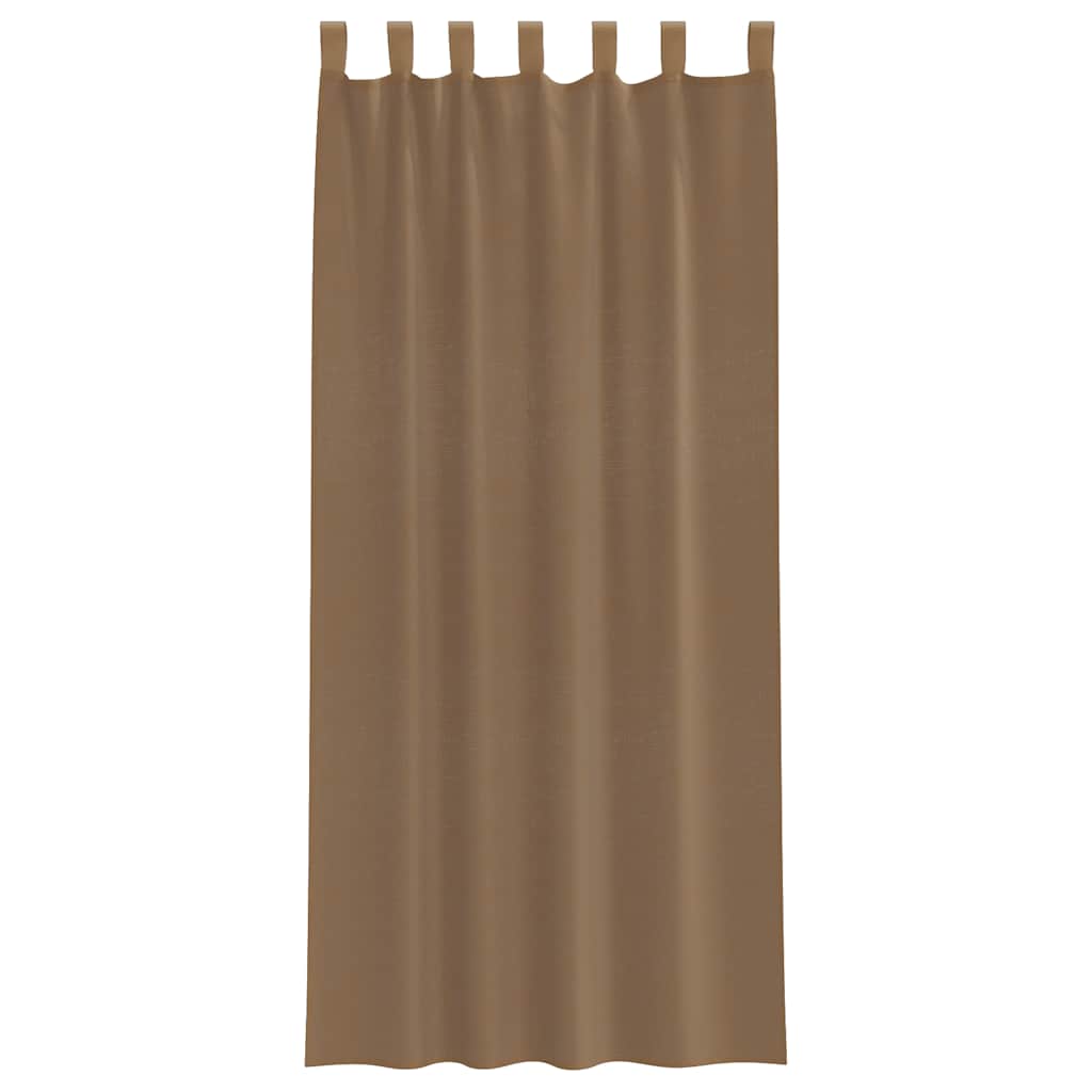 Κουρτίνες Voile με Θηλιές 2 τεμ. Ανοιχτό Καφέ 140x225 εκ. - Pakobazaar