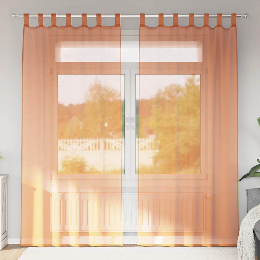 Κουρτίνες Voile με βρόχους 2 τεμάχια Τερακότα 140x245 cm