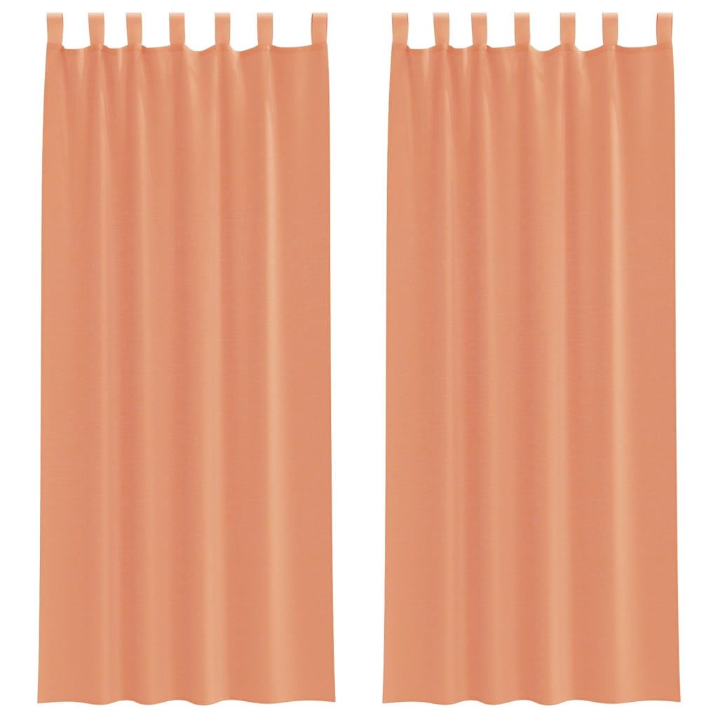 Κουρτίνες Voile με βρόχους 2 τεμάχια Τερακότα 140x260 cm