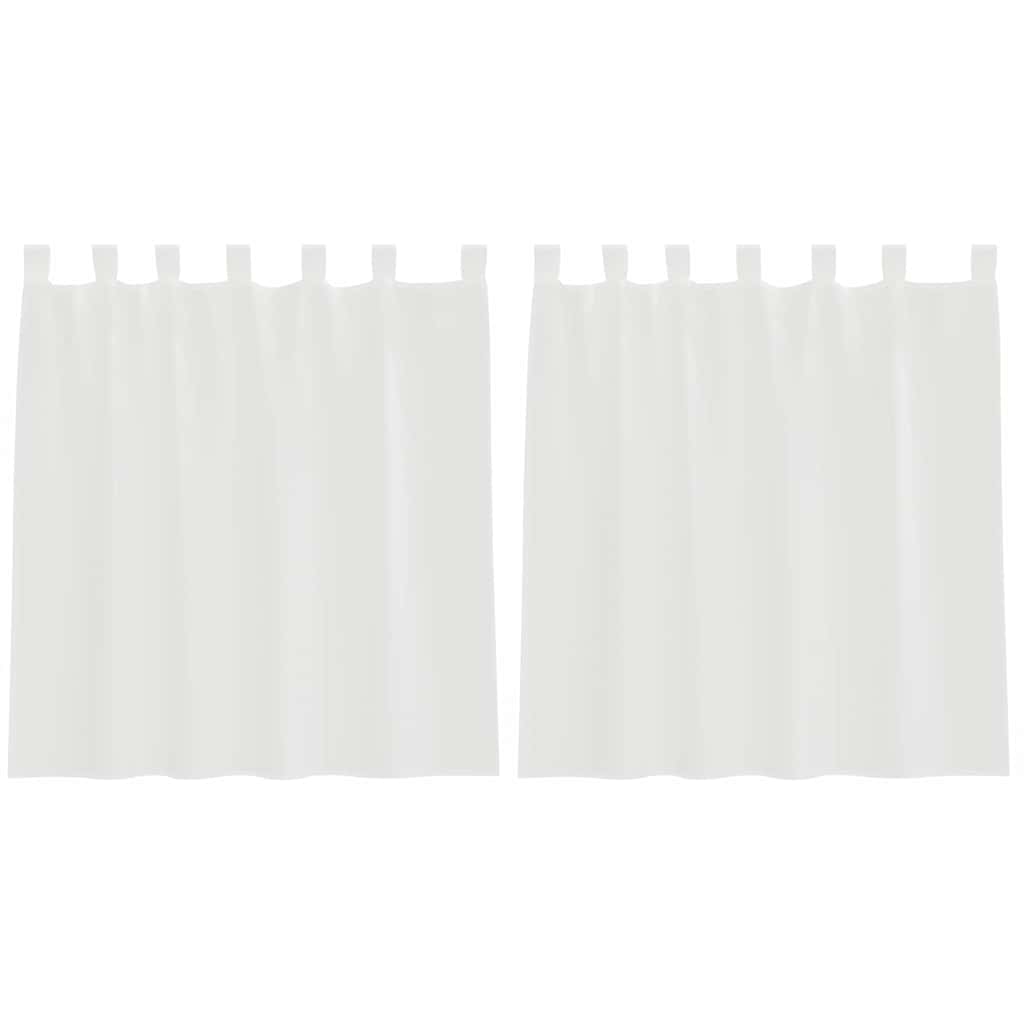 Κουρτίνες Voile με βρόχους 2 τεμάχια Λευκό 140x140 cm