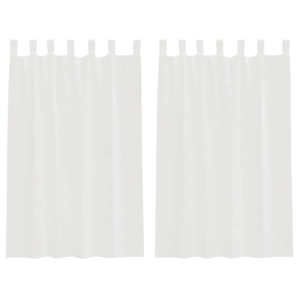 Κουρτίνες Voile με βρόχους 2 τεμάχια Λευκό 140x175 cm - Pakobazaar