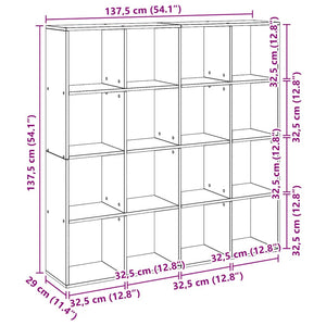Βιβλιοθήκη Αρτισιανή Δρυς 137,5x29x137,5 εκ. Επεξεργασμένο Ξύλο - Pakobazaar