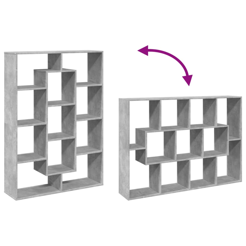 Βιβλιοθήκη Γκρι Σκυροδέματος 102x29x143 εκ. Επεξεργασμένο Ξύλο
