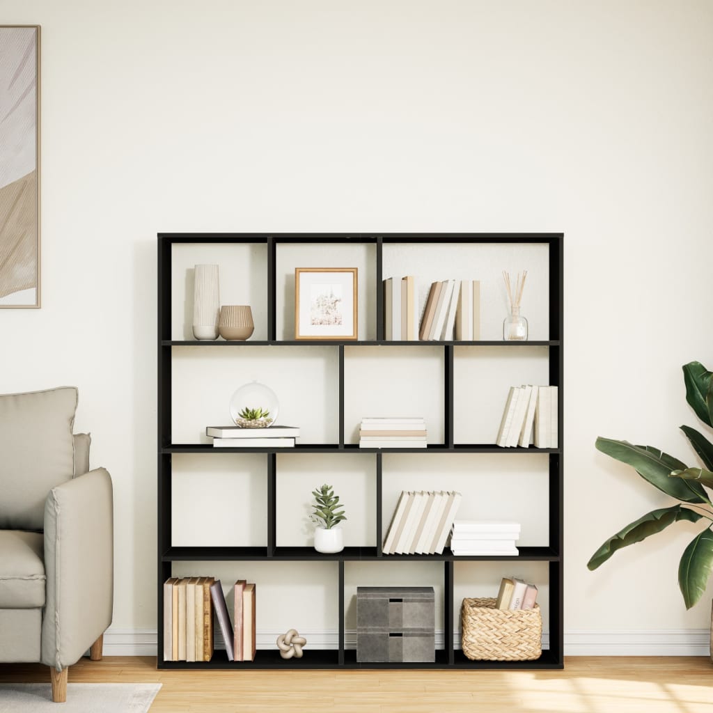 Βιβλιοθήκη Μαύρο 132x29x141,5 εκ. από Επεξεργασμένο Ξύλο