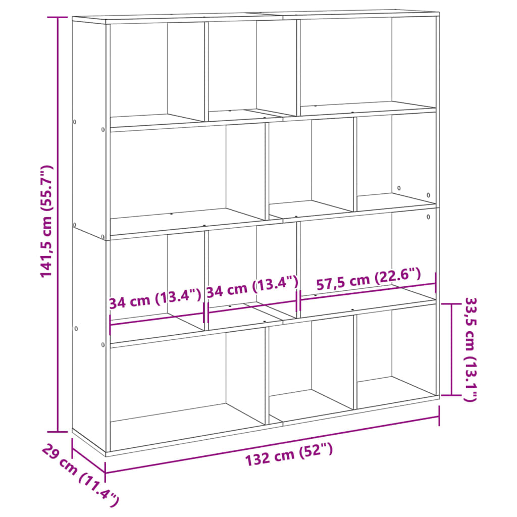 Βιβλιοθήκη Μαύρο 132x29x141,5 εκ. από Επεξεργασμένο Ξύλο