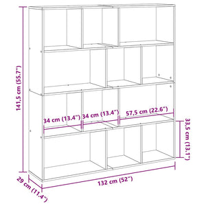 Βιβλιοθήκη Γκρι Σκυροδέματος 132x29x141,5εκ. Επεξεργασμένο Ξύλο