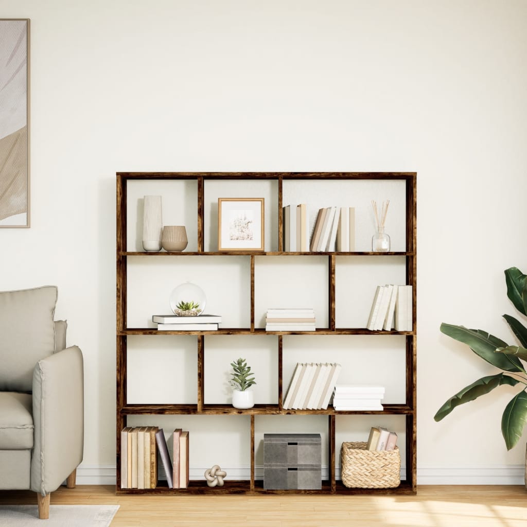 Βιβλιοθήκη Καπνιστή Δρυς 132x29x141,5εκ. από Επεξεργασμένο Ξύλο