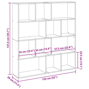 Βιβλιοθήκη Καπνιστή Δρυς 132x29x141,5εκ. από Επεξεργασμένο Ξύλο