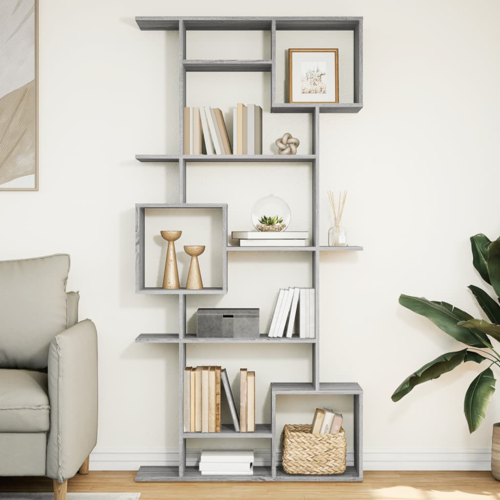 Βιβλιοθήκη Γκρι Sonoma 92x29x188 εκ. από Επεξεργασμένο Ξύλο - Pakobazaar