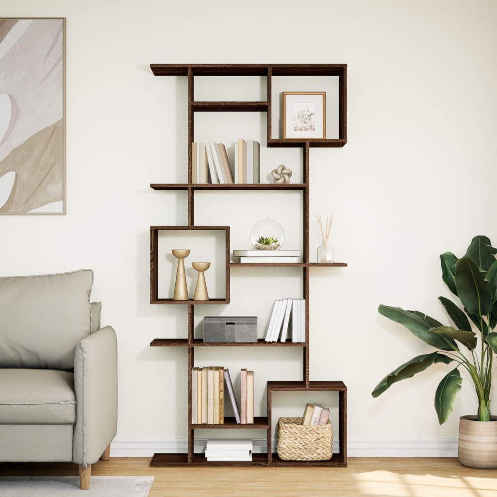 Βιβλιοθήκη Καφέ Δρυς 92x29x188 εκ. από Επεξεργασμένο Ξύλο