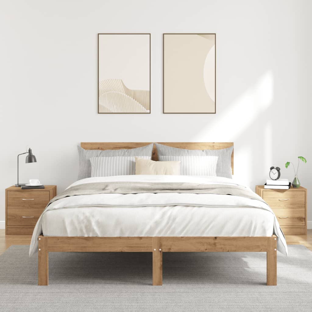 Κομοδίνα 2 τεμ. Αρτισιανή Δρυς 40x30x40 εκ. από Επεξεργ. Ξύλο - Pakobazaar