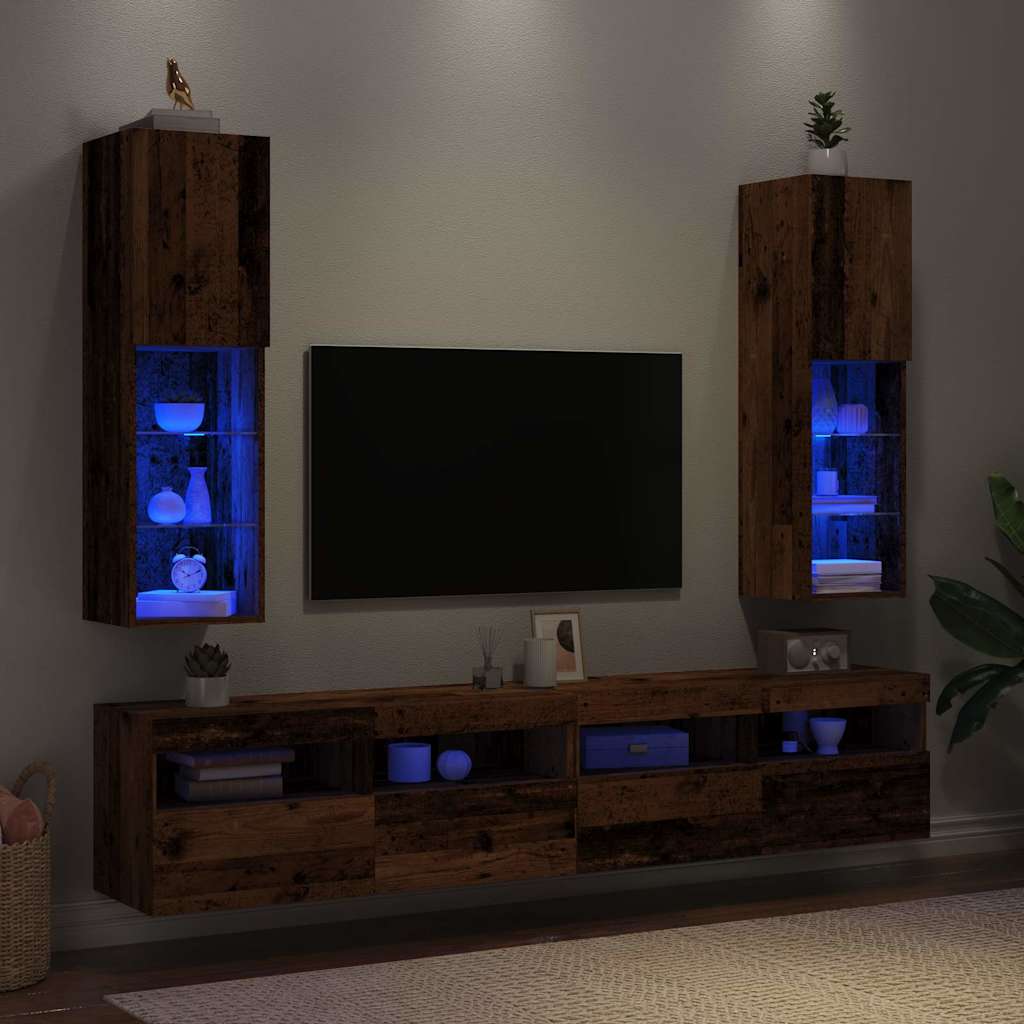 Έπιπλο Τηλεόρασης με Φώτα LED 2 τεμ. 30,5x30x102 εκ. - Pakobazaar