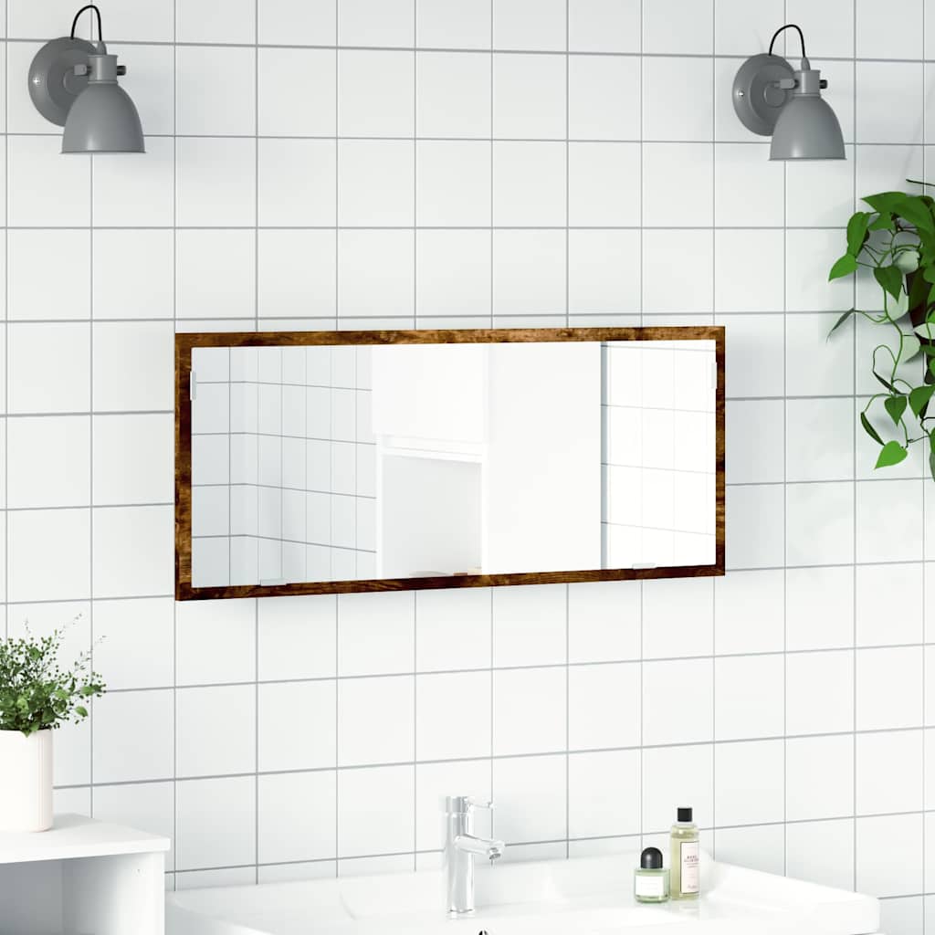 LED Καθρέφτης Μπάνιου Καπνιστή Δρυς 100x8,5x37εκ. Επεξεργ. Ξύλο - Pakobazaar