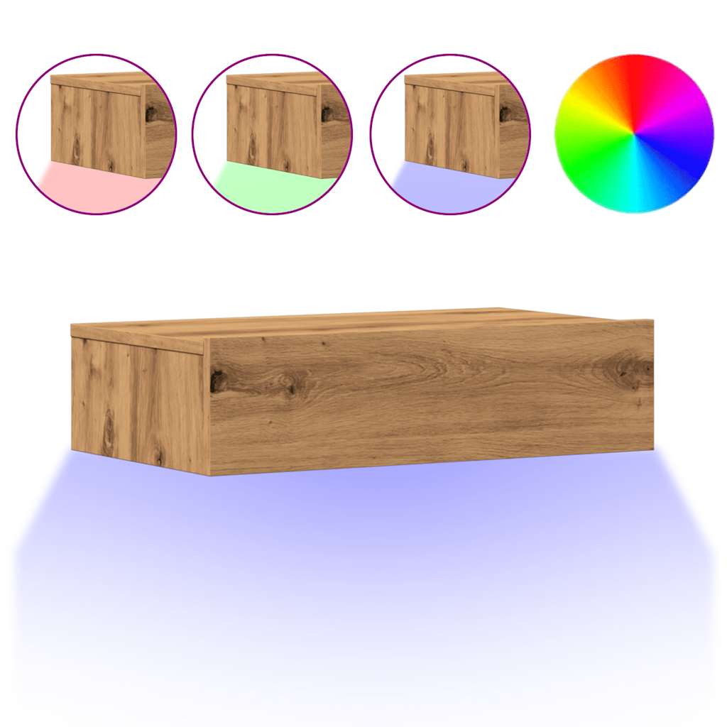 Σετ ντουλάπι τηλεόρασης 2 τεμαχίων με φώτα LED Artisan Oak - Pakobazaar