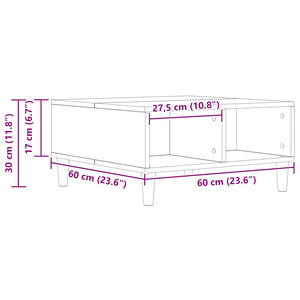Τραπεζάκι Σαλονιού Τεχνίτης Δρυς 60x60x30εκ. Επεξεργασμένο Ξύλο