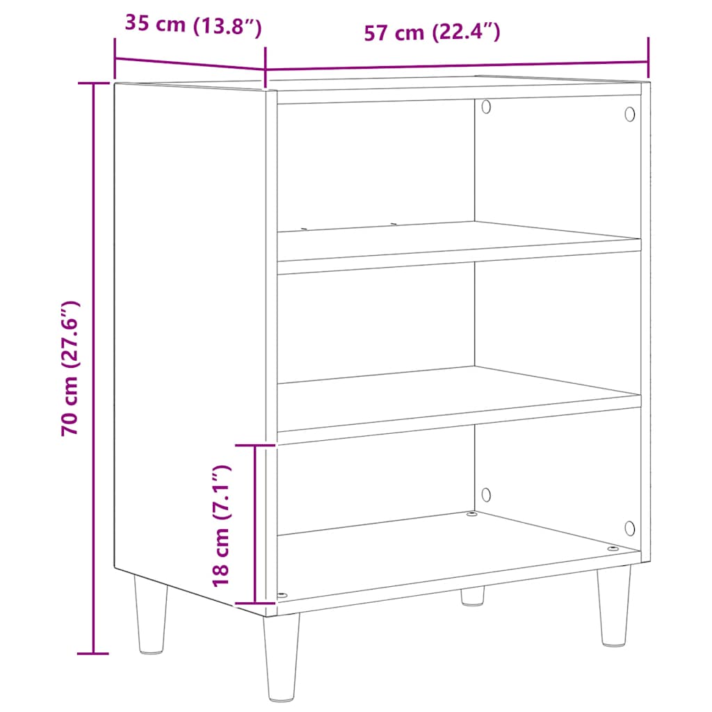 Μπουφές Αρτισιανή Δρυς 57x35x75 εκ. από Επεξεργασμένο Ξύλο