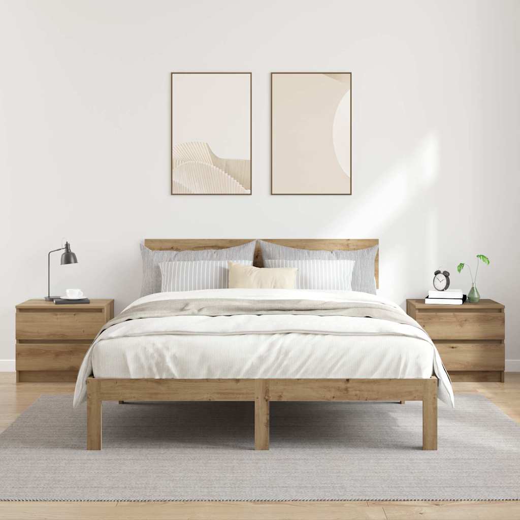 Κομοδίνα 2 τεμ Artisan Oak 50x40x43.5 cm Κατασκευασμένο ξύλο - Pakobazaar