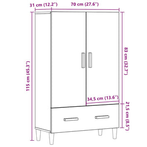 Ντουλάπι Παλιό ξύλο 70x31x115 cm Κατασκευασμένο ξύλο