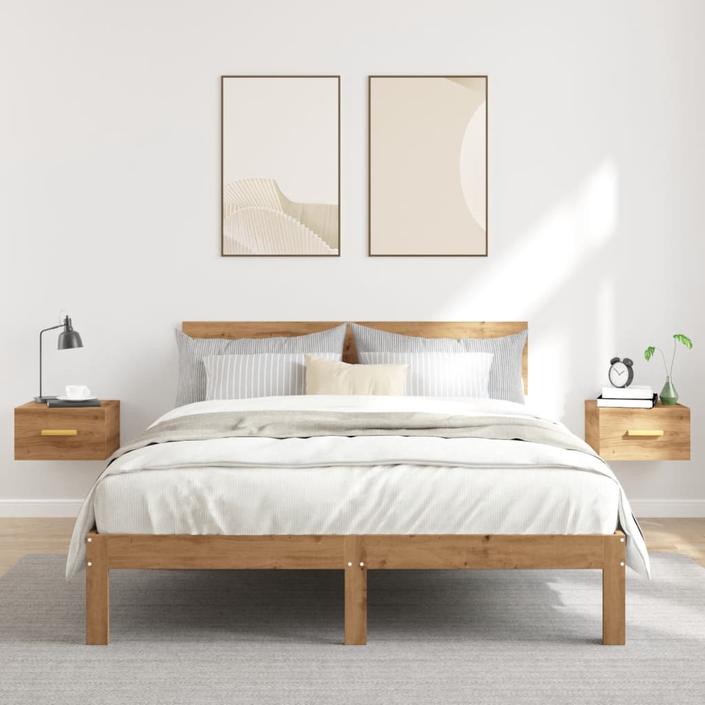 Κομοδίνα Επιτοίχια 2 τεμ. Αρτισιανή Δρυς 35 x 35 x 20 εκ.