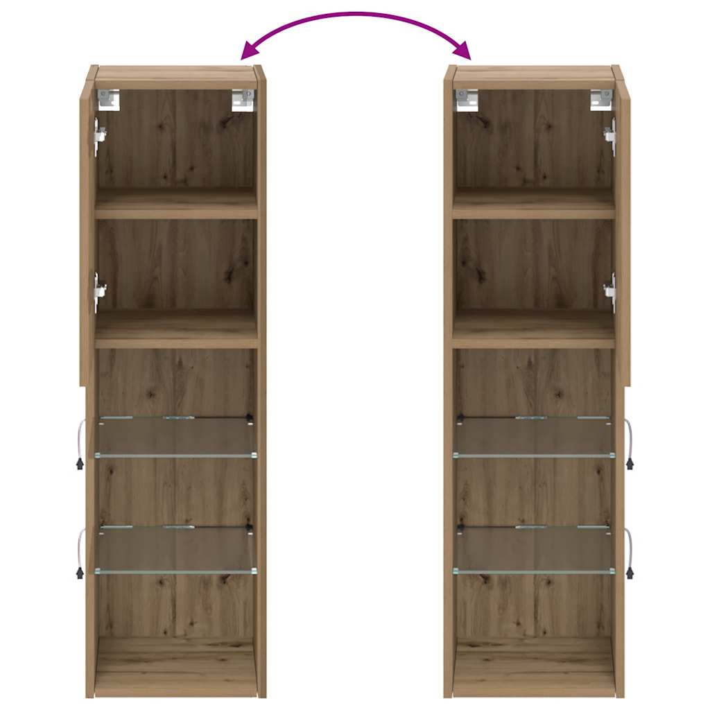 Έπιπλο Τηλεόρασης με LED Αρτισιανή Δρυς 30,5x30x102 εκ. - Pakobazaar