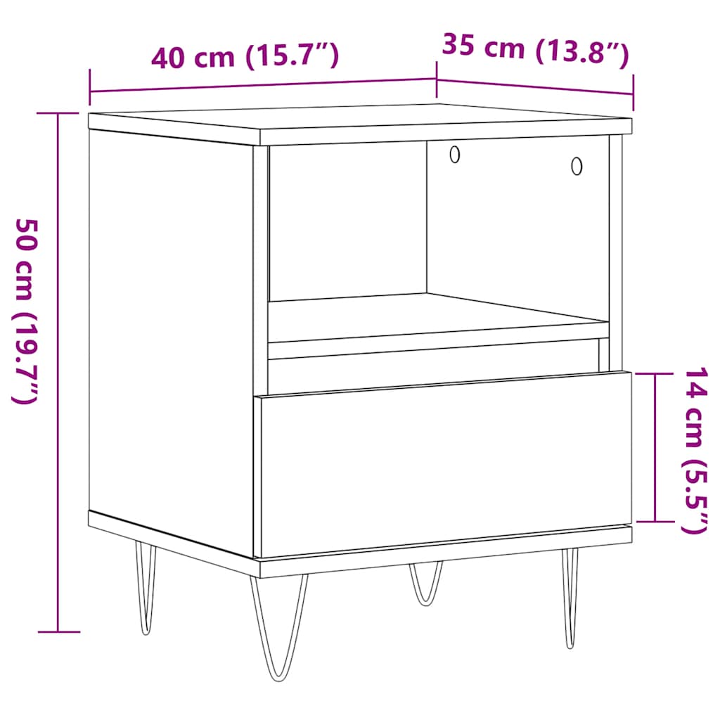 Κομοδίνο τεχνίτης Δρυς 40x35x50 εκ. από Επεξεργασμένο Ξύλο