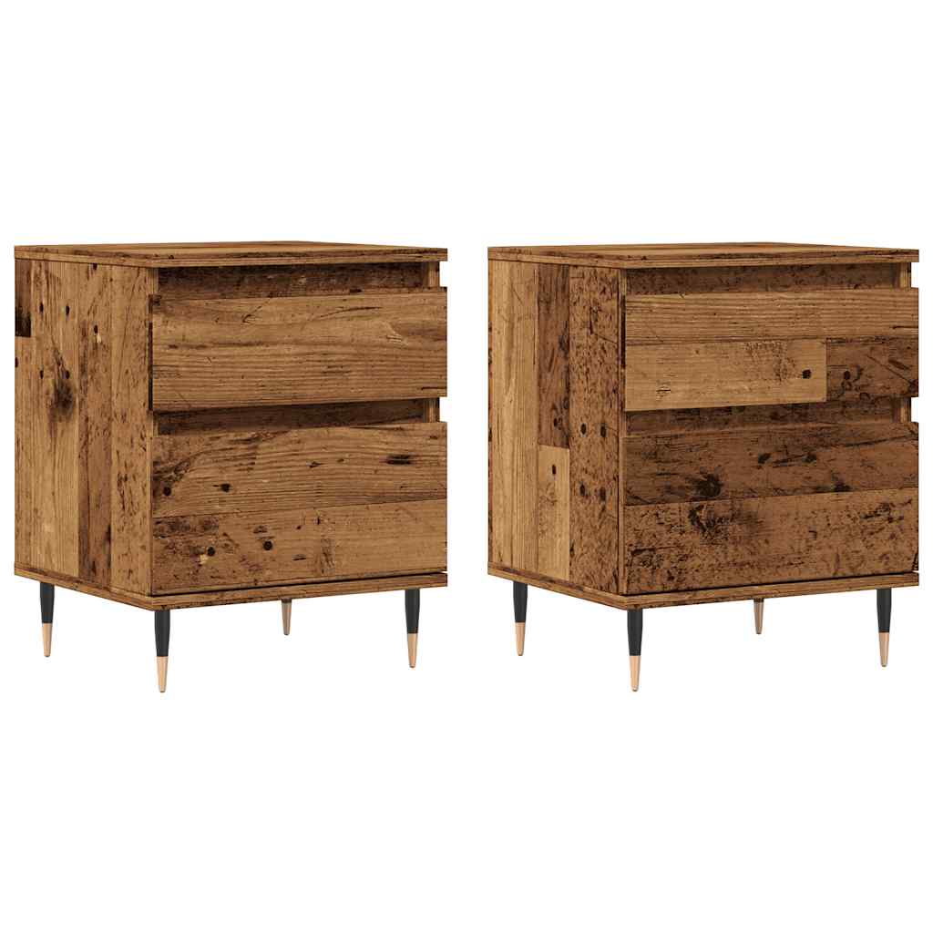Κομοδίνα 2 τεμάχια Παλιό ξύλο 40x35x50 cm Κατασκευασμένο ξύλο