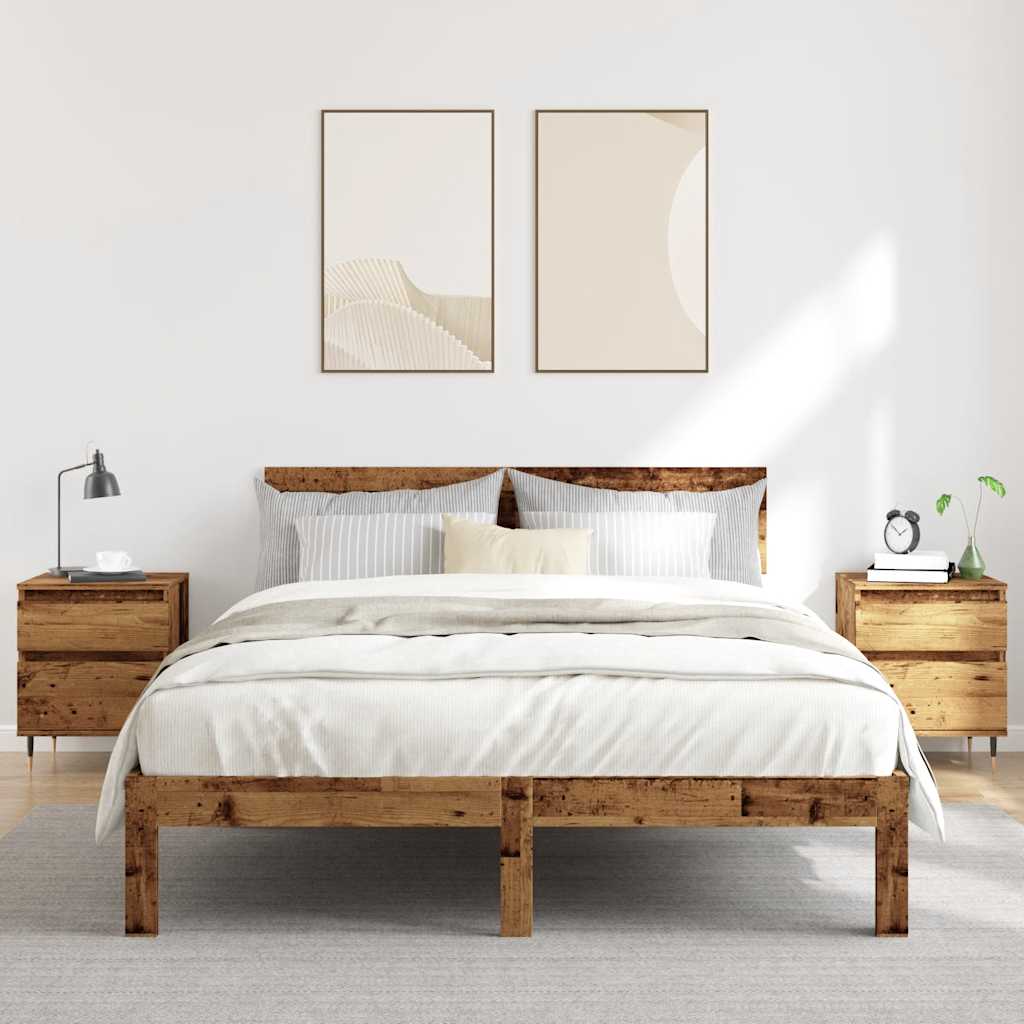 Κομοδίνα 2 τεμάχια Παλιό ξύλο 40x35x50 cm Κατασκευασμένο ξύλο