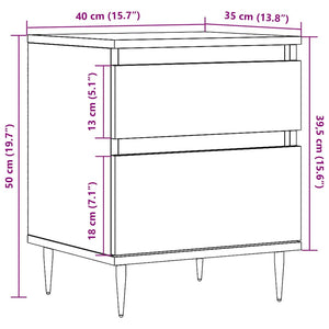 Κομοδίνα 2 τεμ. τεχνίτης Δρυς 40 x 35 x 50 εκ. από Επεξεργ Ξύλο