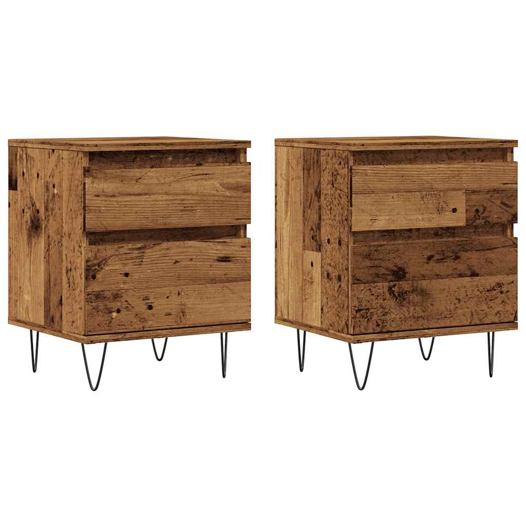 Κομοδίνα 2 τεμάχια Παλιό ξύλο 40x35x50 cm Κατασκευασμένο ξύλο