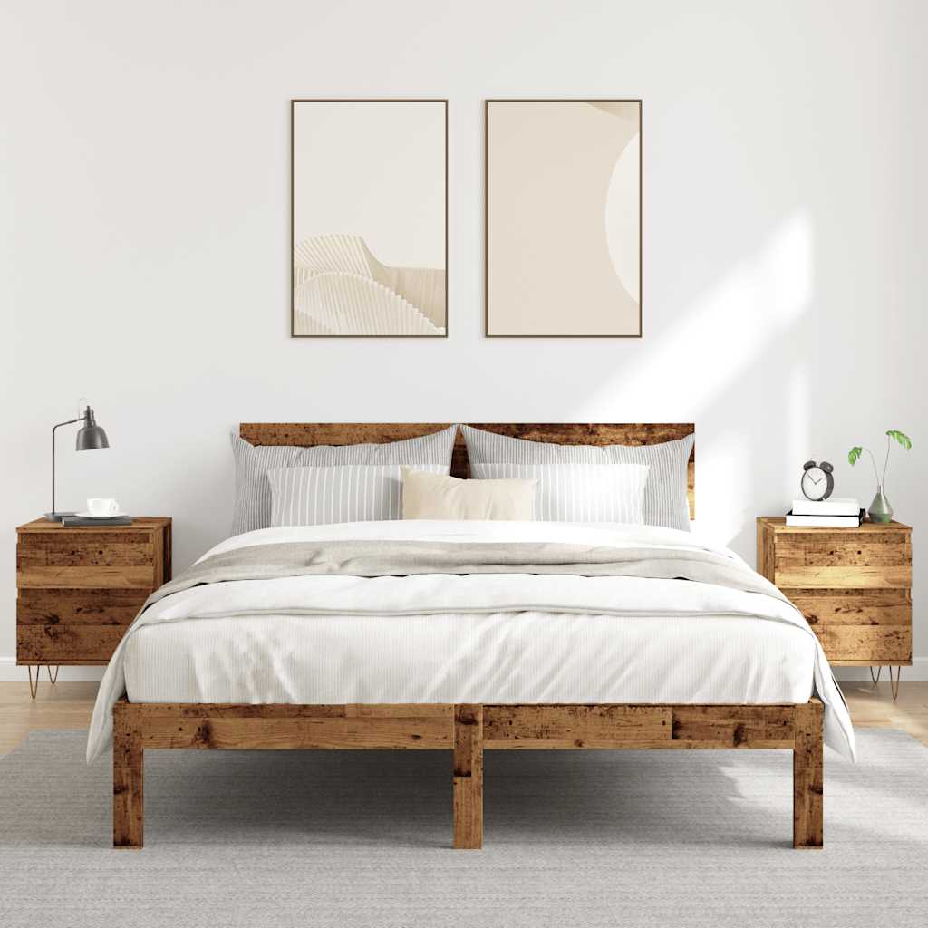 Κομοδίνα 2 τεμάχια Παλιό ξύλο 40x35x50 cm Κατασκευασμένο ξύλο