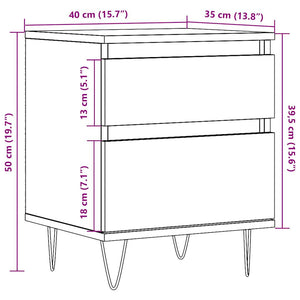 Κομοδίνα 2 τεμάχια Παλιό ξύλο 40x35x50 cm Κατασκευασμένο ξύλο