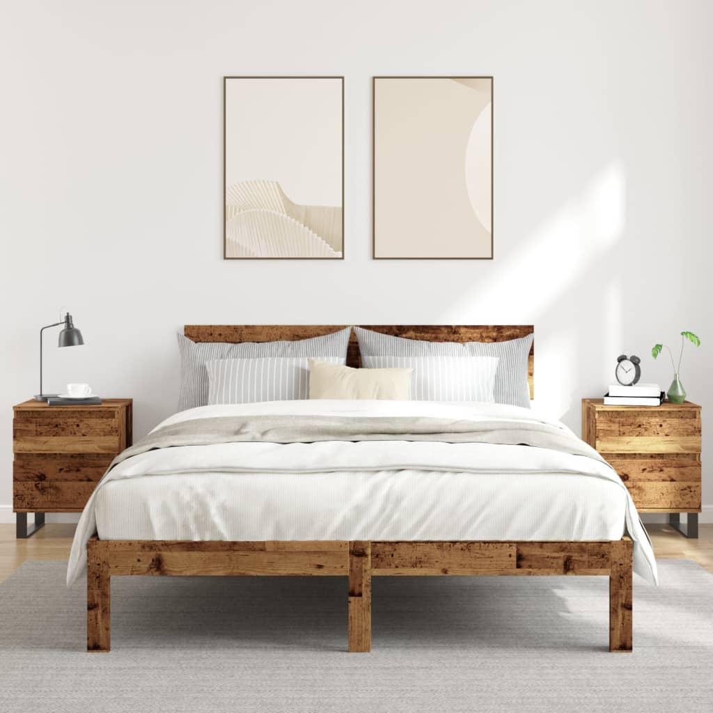Κομοδίνα 2 τεμάχια Παλιό ξύλο 40x35x50 cm Κατασκευασμένο ξύλο