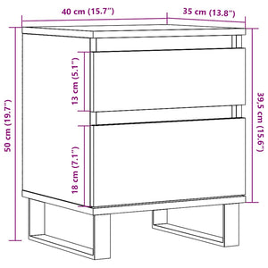 Κομοδίνα 2 τεμ. τεχνίτης Δρυς 40 x 35 x 50 εκ. από Επεξεργ Ξύλο - Pakobazaar