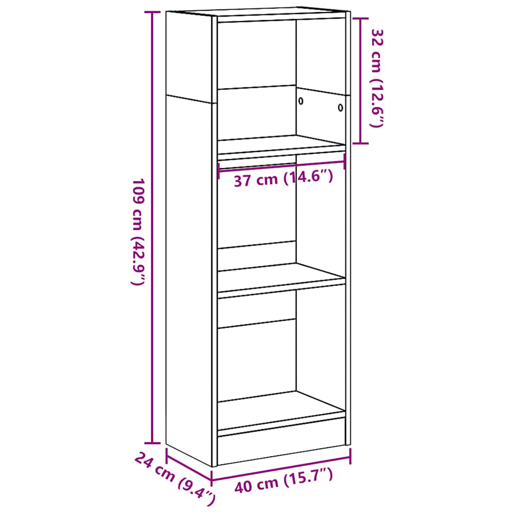 Βιβλιοθήκη Γυαλιστερό Λευκό 40x24x109 εκ. Επεξεργασμένο Ξύλο