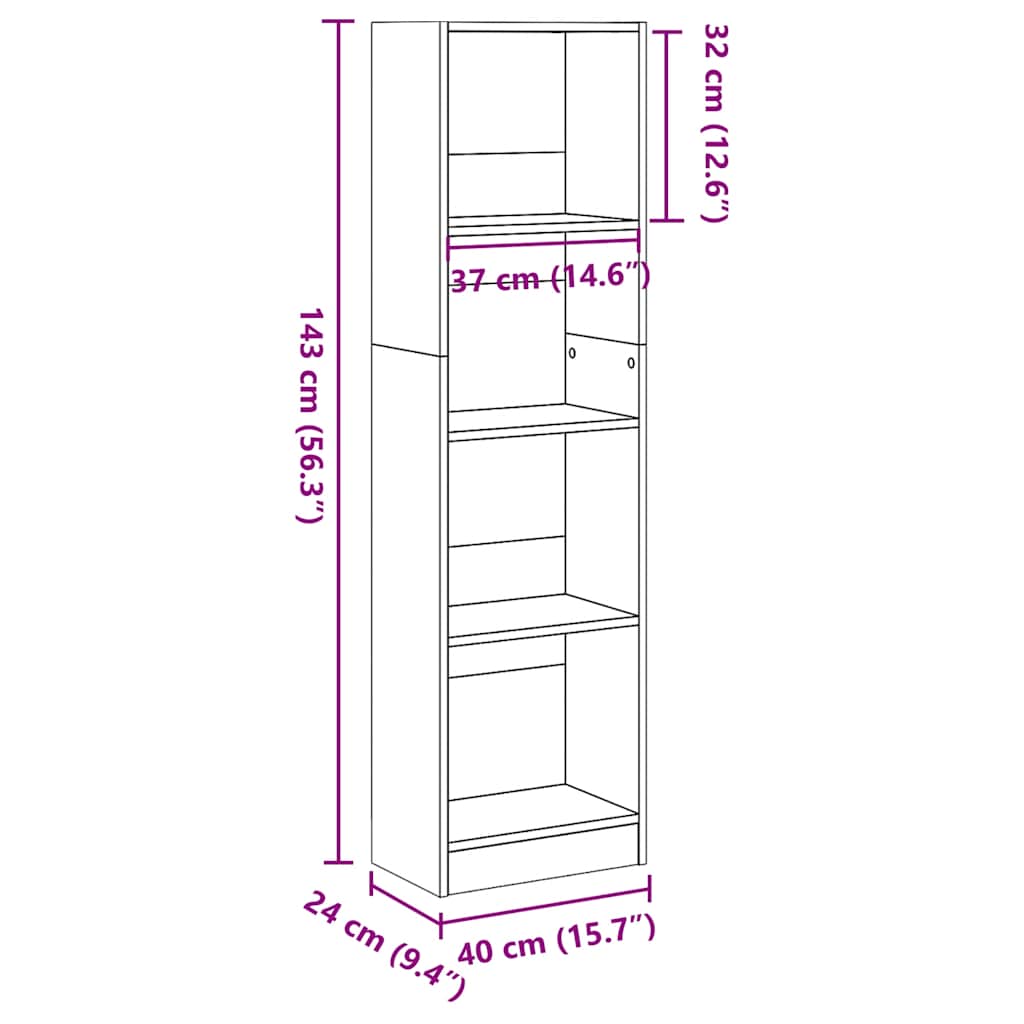 Βιβλιοθήκη Γυαλιστερό Λευκό 40x24x143 εκ. Επεξεργασμένο Ξύλο - Pakobazaar
