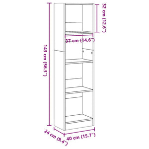 Βιβλιοθήκη Γυαλιστερό Λευκό 40x24x143 εκ. Επεξεργασμένο Ξύλο - Pakobazaar